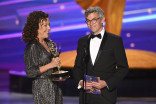 Nina Gold and Martin Ware accept the award for Outstanding Casting for a limited or anthology series or movie for Baby Reindeer  at the 76th Creative Arts Emmy Awards
