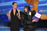 Sophie Skelton and Devery Jacobs present the award for Outstanding Fantasy/Sci-fi Costumes at the 76th Creative Arts Emmy Awards