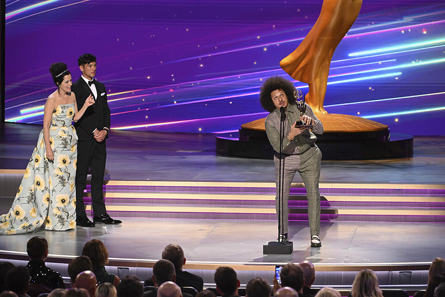 Eric André accepts the Outstanding Performer in a Short Form Comedy or Drama Series award for The Eric Andre Show at the 76th Creative Arts Emmy Awards 