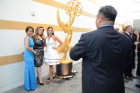 Erika Flores of KEMX, Dina Rodriguez, and Jacqueline Rodriguez at the 67th Los Angeles Area Emmy Awards cocktail party July 25, 2015, at the Skirball Cultural Center in Los Angeles, California.