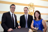 Greg Taylor and Jon and Dana Weisman at the 67th Los Angeles Area Emmy Awards cocktail party July 25, 2015, at the Skirball Cultural Center in Los Angeles, California.