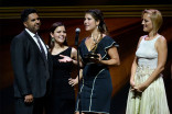 Jorge Caridad, Lorena Dominguez, Carolina Cavaliere, and Sofia Zermoglio onstage at the 67th Los Angeles Area Emmy Awards July 25, 2015, at the Skirball Cultural Center in Los Angeles, California.