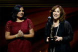 Lata Pandya and Val Zavala onstage at the 67th Los Angeles Area Emmy Awards July 25, 2015, at the Skirball Cultural Center in Los Angeles, California.