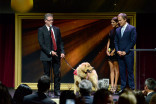 Mike Maas and Tyrion onstage at the 67th Los Angeles Area Emmy Awards July 25, 2015, at the Skirball Cultural Center in Los Angeles, California.