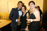Members of the NBC News 4 team celebrate backstage at the 66th Los Angeles Area Emmy Awards.