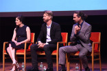 Executive producer Maril Davis, production designer Jon Gary Steele, and composer Bear McCreary on the panel at the Outlander: From Scotland to Paris event, April 5, 2016, at the NYU Skirball Center for the Performing Arts in New York City. 
