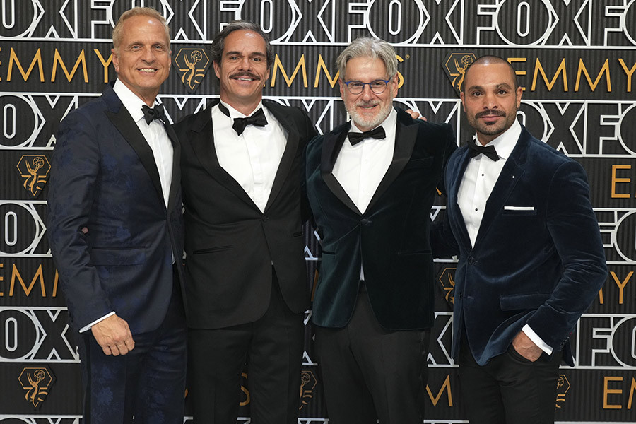 Patrick Fabian, Tony Dalton, Peter Gould and Michael Mando of Better Call Saul on the red carpet at the 75th Emmy Awards