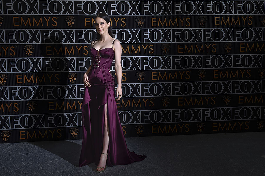 Rachel Brosnahan from The Marvelous Mrs. Maisel on the red carpet at the 75th Emmy Awards 