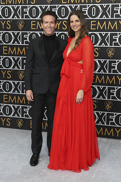 Glenn Howerton from BlackBerry and Jill Latiano from The Thief Collector on the red carpet at the 75th Emmy Awards