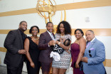 Reubin Shandy, Jessica Shandy, Kyle Montgomery, Cam Montgomery, Amai Montgomery, Karlese Campbell, and Larry Campbell at the 67th Los Angeles Area Emmy Awards July 25, 2015, at the Skirball Cultural Center in Los Angeles, California.