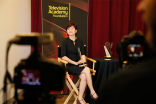Shin Yin Hiyu is interviewed backstage at the 36th College Television Awards at the Skirball Cultural Center in Los Angeles, April 23, 2015.