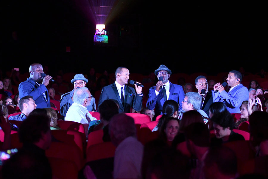 Take 6: Alvin Chea, Khristian Dentley, David Thomas, Calude V. McKnight,  Joey Kibble, and Mark Kibble perform at WORDS + MUSIC, presented Thursday, June 29, 2017 at the Television Academy's Wolf Theatre at the Saban Media Center in North Hollywood, Calif
