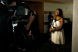 Aryelle Cormier at the Thank You Cam at the 36th College Television Awards at the Skirball Cultural Center in Los Angeles, April 23, 2015.