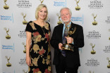 Wendy Aylsworth, SMPTE President and Chair of the Engineering Emmy Awards Committee, with Charles F. Jenkins Lifetime Achievement Award winner Laurence J. Thorpe at the 66th Engineering Emmy awards In Las Vegas, Nevada.