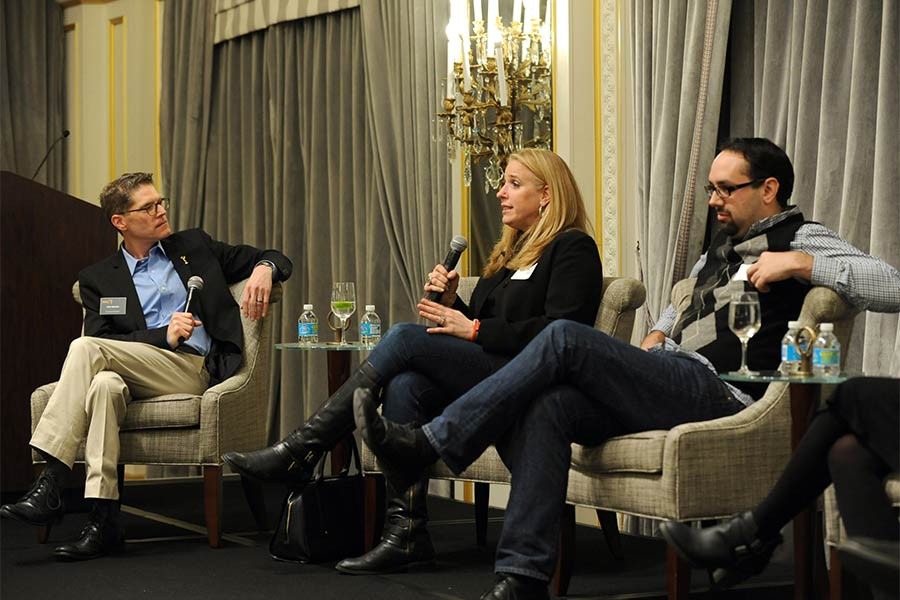 Bob Bergen, Lisa Marber-Rich and Tim Walsh at The Business of Voiceover in New York City.