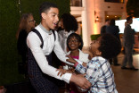 Marcus Scribner, Marsai Martin, and Miles Brown of black-ish wait to go onstage at the awards presentation at the Eighth Annual Television Academy Honors, May 27 at the Montage Beverly Hills.