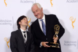 Show host Josh Brener and winner of the Charles F. Jenkins Lifetime Achievement Award Garrett Brown at the 2015 Engineering Emmys at the Loews Hotel in Los Angeles, October 28, 2015.