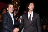 Television Academy chairman and CEO Bruce Rosenblum and Adrien Brody at the Performers Nominee Reception September 19, 2015, at the Pacific Design Center in Los Angeles, California.