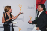 FIDM Museum director Barbara Bundy and Television Academy chairman and CEO Bruce Rosenblum onstage at The 9th Annual Outstanding Art of Television Costume Design Exhibition at the FIDM Museum &amp; Galleries, Saturday, July 18, 2015, in Los Angeles.