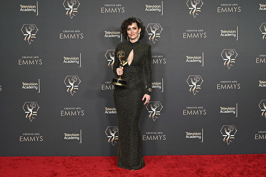 Natalie Kingston, the cinematographer of Black Bird, in the press room at the 75th Creative Arts Emmy Awards