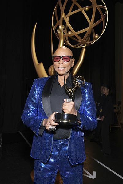 RuPaul from RuPaul&#039;s Drag Race backstage at the 75th Creative Arts Emmy Awards 