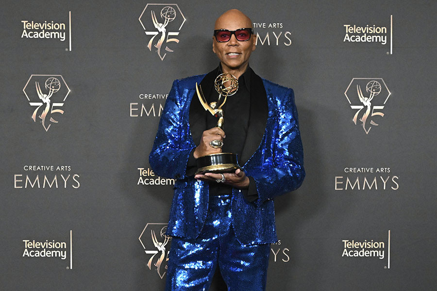RuPaul backstage at the 75th Creative Arts Emmy Awards 