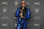 RuPaul backstage at the 75th Creative Arts Emmy Awards 