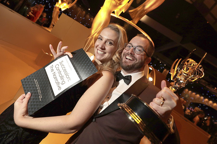 Sarah Grasso and Chris Grasso from Succession: Controlling The Narrative at the 75th Creative Arts Emmy Awards Governors Gala