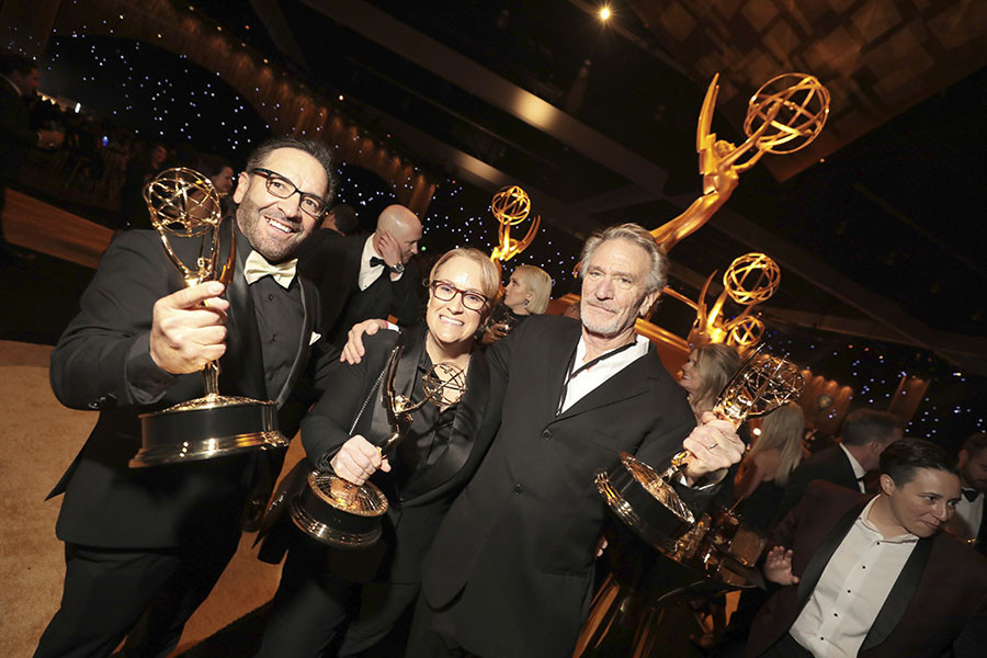 Jimmy Garcia and Kary D'Alessandro from Dancing With The Stars and David Rudd from Elton John Live: Farewell From Dodger Stadium ﻿at the 75th Creative Arts Emmy Awards Governors Gala