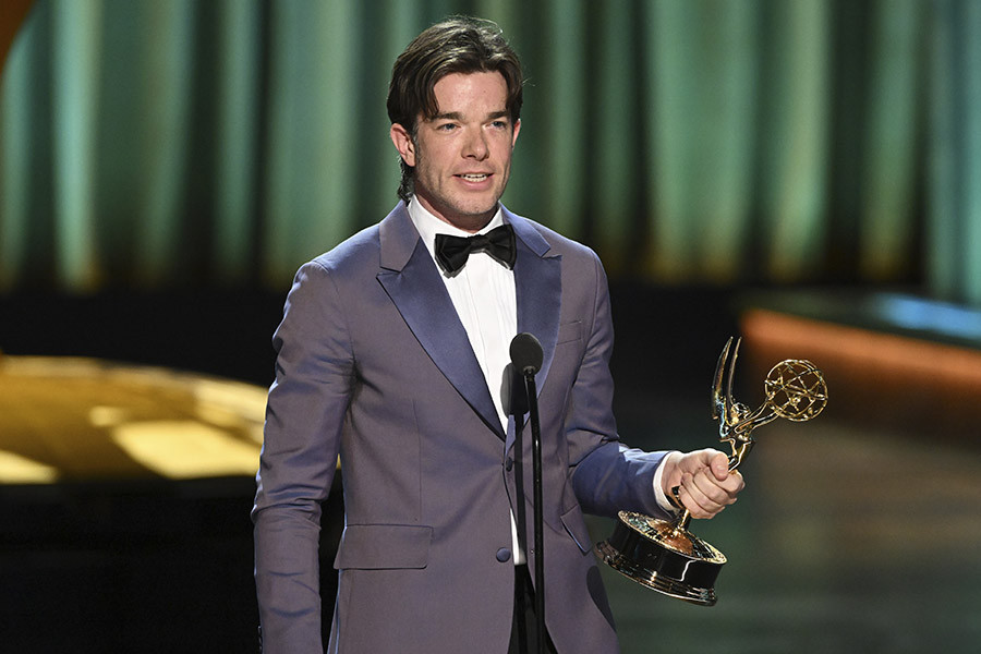 John Mulaney from John Mulaney: Baby J accepts the award for Outstanding Writing For a Variety Special at the 75th Creative Arts Emmy Awards