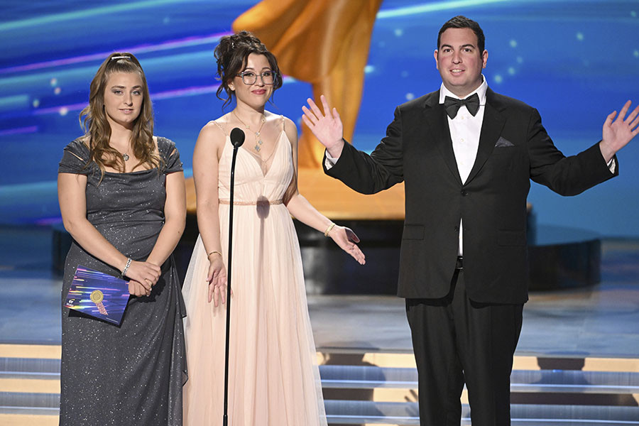 Abbey Romeo, Dani Bowman, and David Isaacman present the Award at the 76th Creative Arts Emmy Awards
