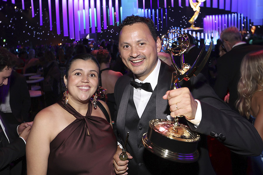 Damaris Brown and Marcus Brown, winner of the award for Outstanding Game Show for Jeopardy! at the 76th Creative Arts Emmy Awards Governors Gala
