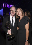 Jennifer Drake and Eddie Drake with his award for Outstanding Innovation in Emerging Media Programming for What If…?-An Immersive Story at the76th Creative Arts Emmy Awards Governors Gala