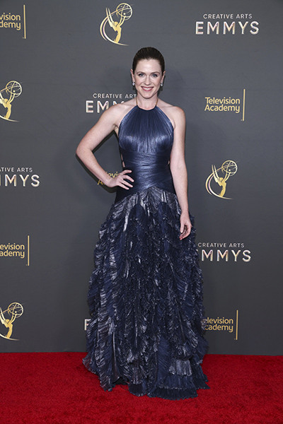 Harriet Dyer poses backstage at the 76th Creative Arts Emmy Awards