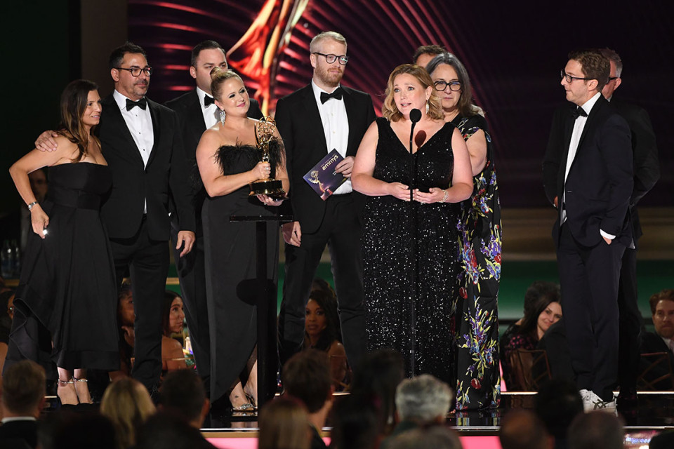  The team from BBDO New York Ad Agency accepts the award for Outstanding Commercial for &quot;Teenage Dream: Sandy Hook Promise&quot; at the 2022 Creative Arts Emmy Awards.