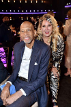 Kareem Abdul-Jabbar and Deborah Morales backstage at the 2022 Creative Arts Emmy Awards. 
