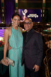Rachel Montez Minor and Rickey Minor of The Kennedy Center Honors backstage at the 2022 Creative Arts Emmy Awards.