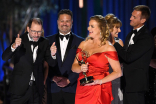 The team from Love on the Spectrum US accept the award for Outstanding Unstructured Reality Program at the 2022 Creative Arts Emmy Awards.
