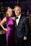 Liza Mundy and Bill Nye backstage at the 2022 Creative Arts Emmy Awards.