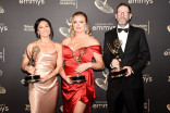 Stephanie Haber, Karina Holden and Cian O’Clery of Love On The Spectrum U.S backstage at the 2022 Creative Arts Emmy Awards. 
