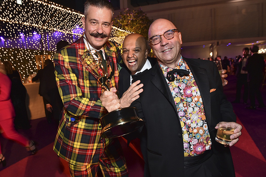 Nicholas Lowry, Hamit Shonpal and Sam Barrell at the Governors Gala at the 2022 Creative Arts Emmy Awards.