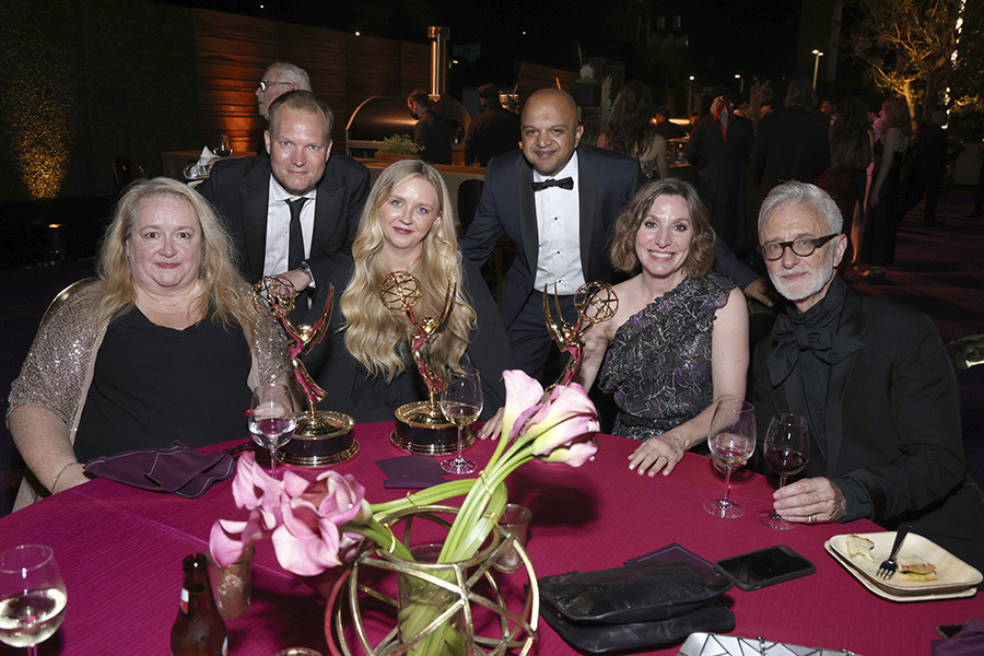 Kate Leonard-Morgan, Adam Hawkins, Lottie Birmingham, Hamit Shonpal, Robin O'Sullivan, and Ian Denyer at the Governors Gala at the 2022 Creative Arts Emmy Awards.
