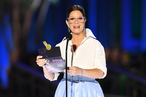 Marcia Gay Harden presents the award for Outstanding Casting For a Comedy Series at the 2022 Creative Arts Emmy Awards.