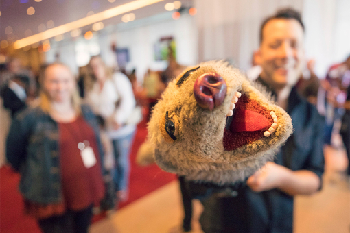 A presenter demonstrates at It&#039;s Not Just A Cartoon! Animation Day, presented by the Television Academy for its members and their families on Saturday, November 11, 2017 at the Saban Media Center in North Hollywood, California.