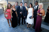 Madelaine Hahn, Nick Simpson, Kacey Montoya, Glen Walker, Christopher Wolfe, Cher Calvin, Markus Smith, and Kimberly Cornell at the 67th Los Angeles Area Emmy Awards cocktail party July 25, 2015, at the Skirball Cultural Center in Los Angeles, California.