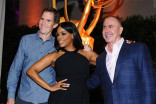 Television Academy governors Chip Johannessen and Terence Winter with Niecy Nash at the Writers nominee reception September 17, 2015, at the Montage in Beverly Hills, California.