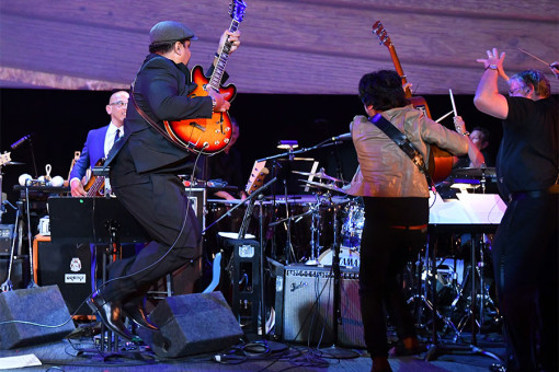 Chris Pierce and Siddhartha Khosla perform at WORDS + MUSIC, presented Thursday, June 29, 2017 at the Television Academy's Wolf Theatre at the Saban Media Center in North Hollywood, California.