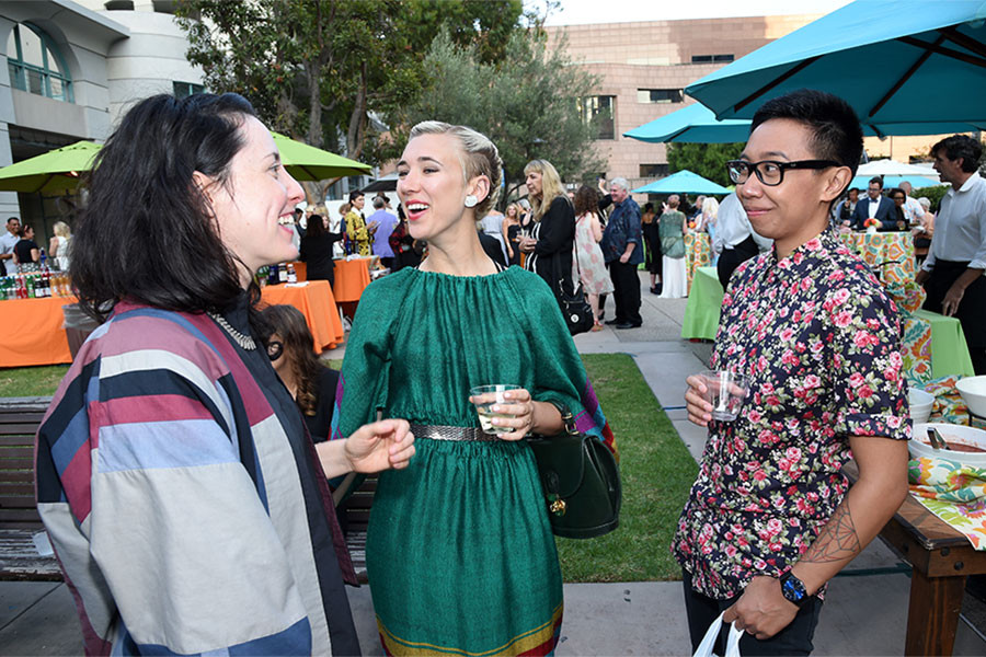Christina Frank, Becca Love, and Elizabeth Parawan at the 10th Annual Art of Television Costume Design Exhibition opening at the FIDM Museum &amp; Galleries on the Park on Saturday, July 30, 2015, in Los Angeles.