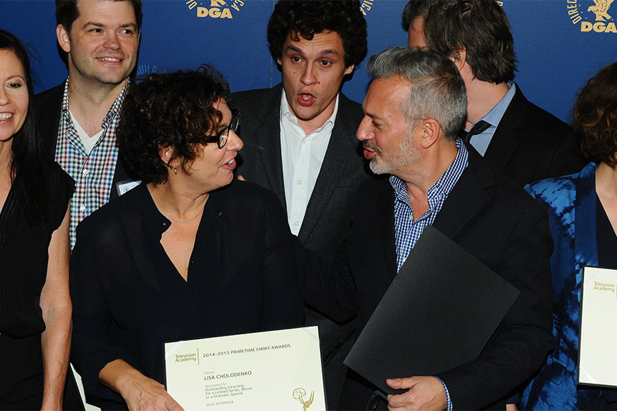 Christopher Miller, Lisa Cholodenko, Phil Lord, and Jeremy Podeswa at the Directors nominee reception September 16, 2015, at the Directors Guild of America in Los Angeles, California.