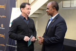 Col. Rob Gordon chats with a guest at the Got Your 6 Storytellers event, November 10, 2015, in Los Angeles, California.